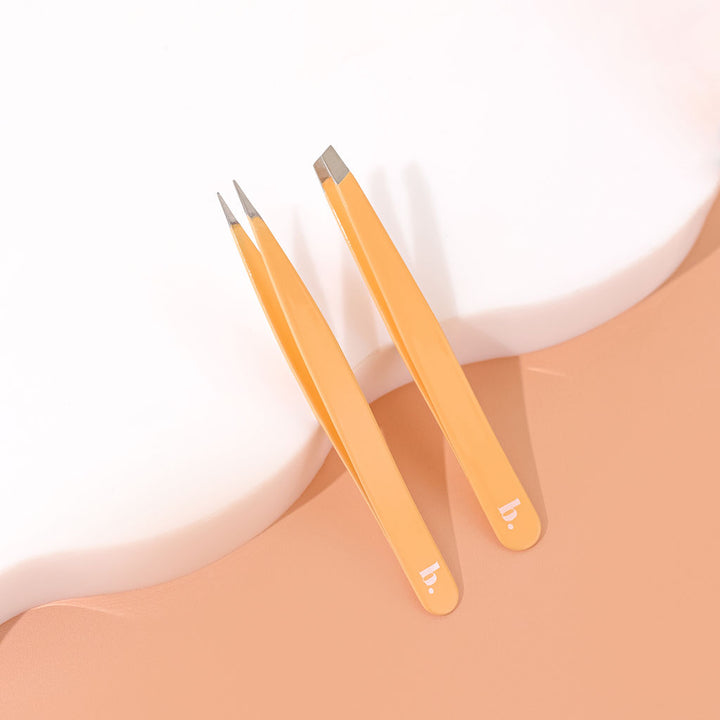 Bella Beauty Pro - Capri Peach Tweezer SET (Pointed + Slanted)
