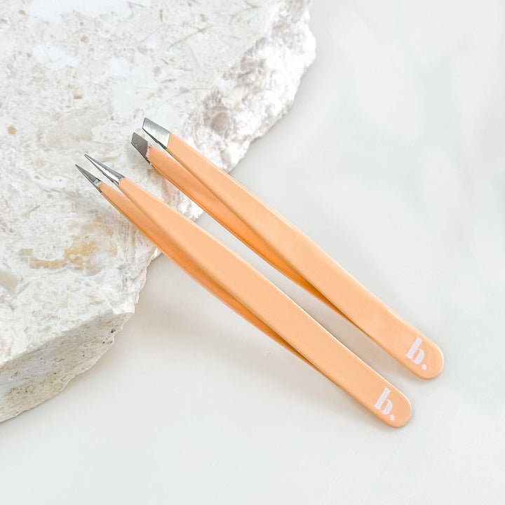 Bella Beauty Pro - Capri Peach Tweezer SET (Pointed + Slanted)