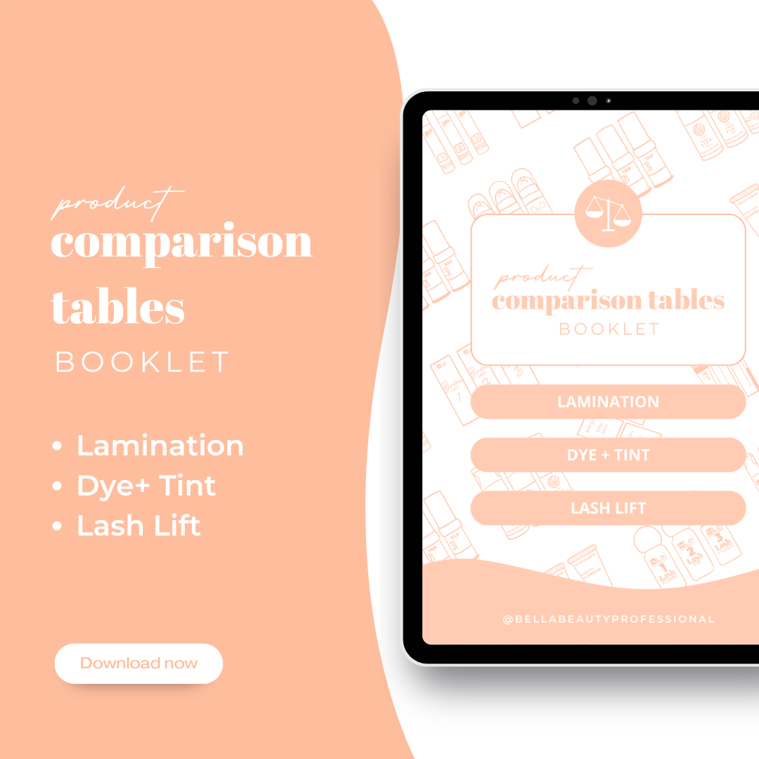 Ultimate FREE Comparison Tables e-Book: Lamination, Dye & Tint, and Lash Lift Products