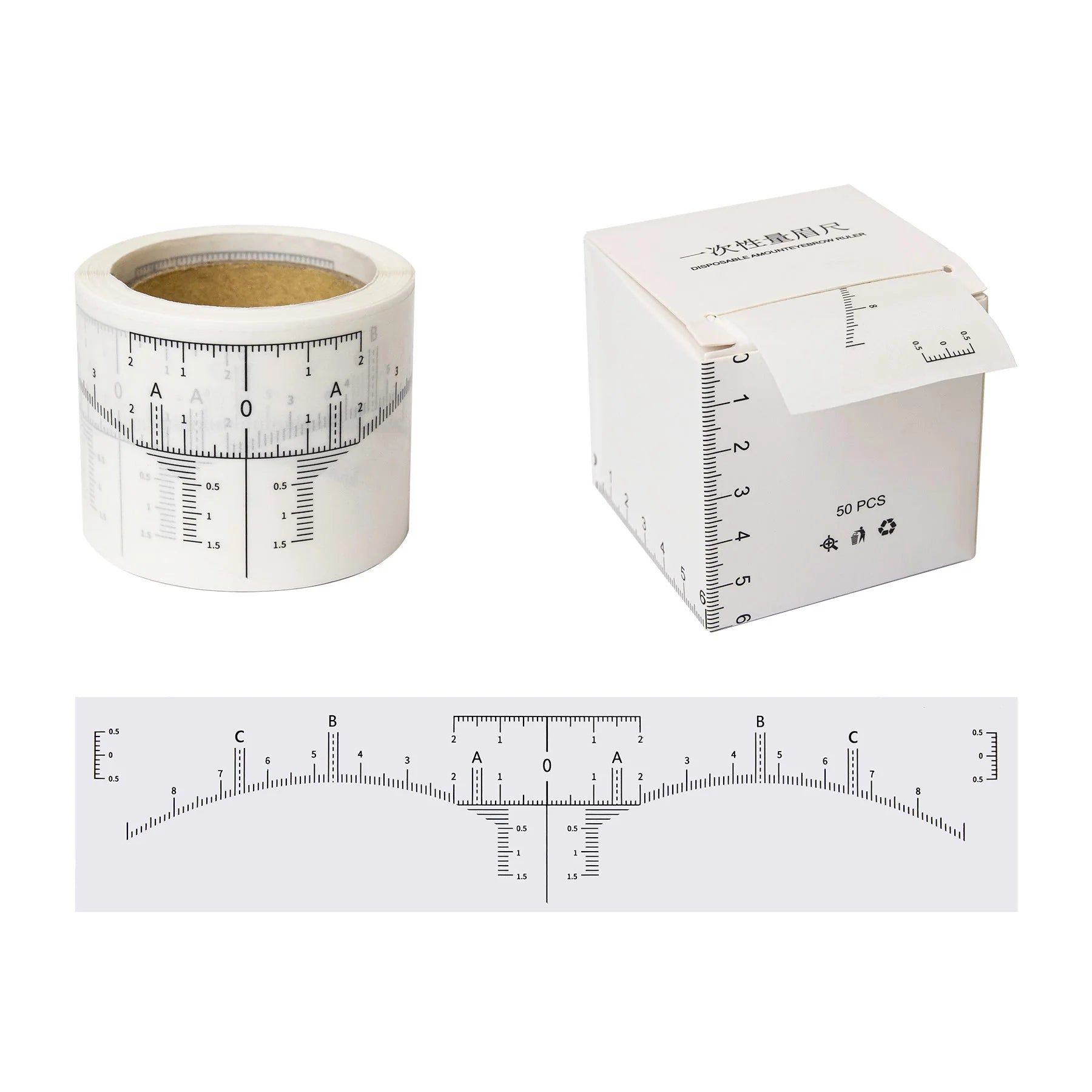 Brow Ruler Sticker for Mapping (50pcs)