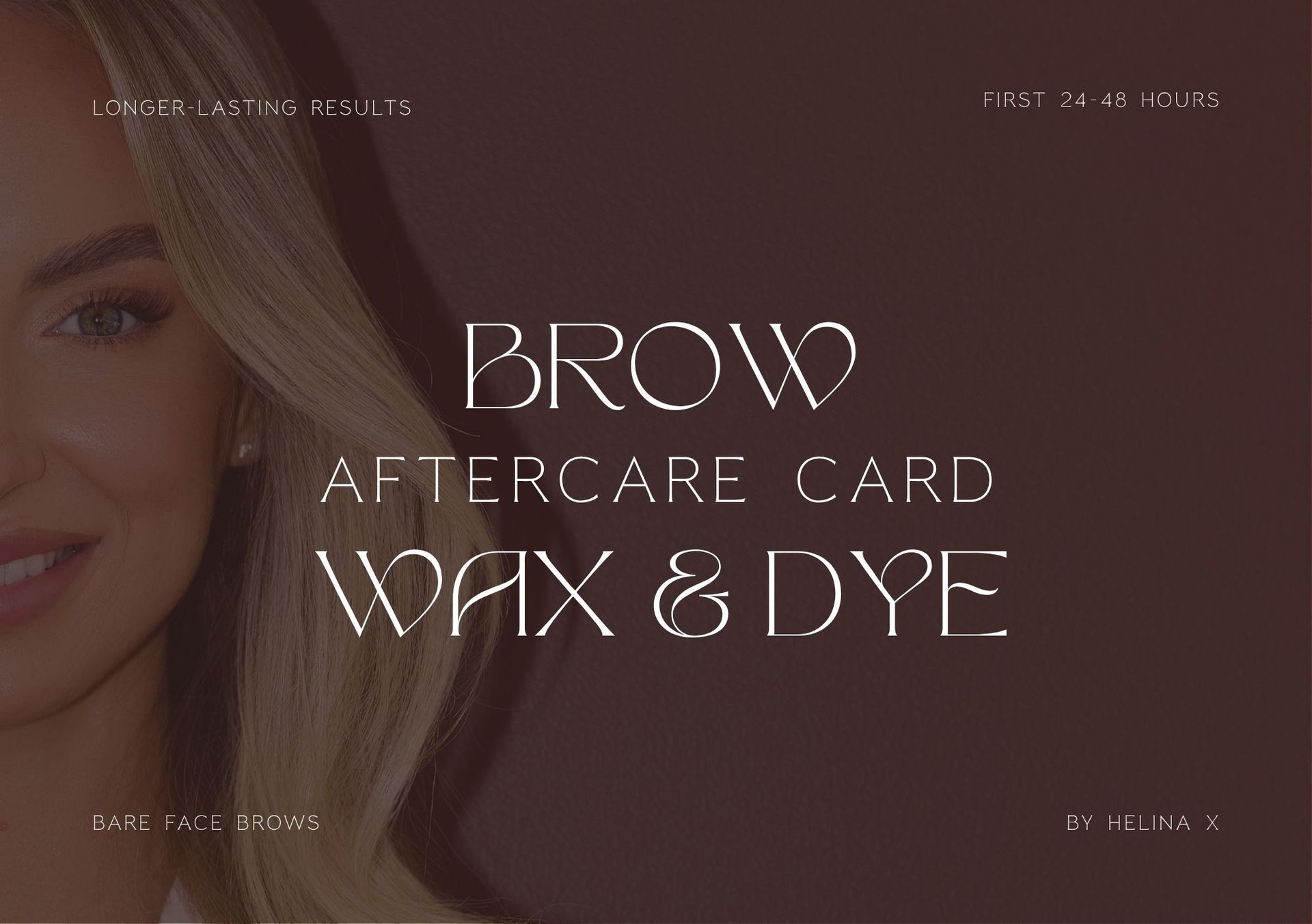 Barefaced Brows By Helina - Brow Dye Aftercare Card (Custom Editable Design)