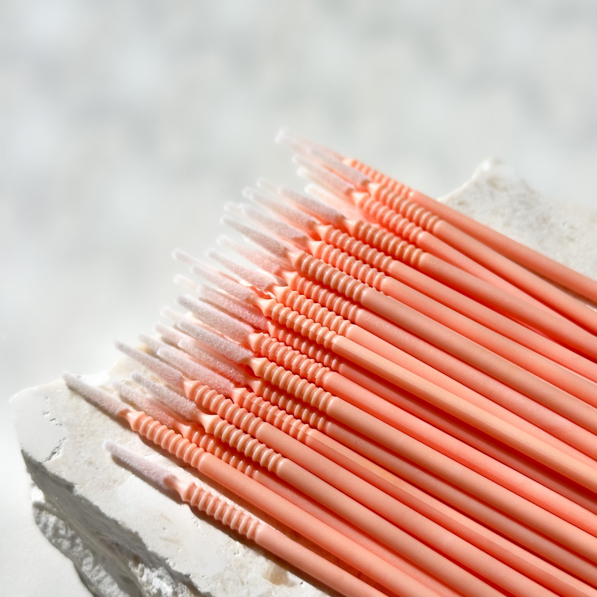 Sponge Microbrush Long Microbrushes Peach (100 Pack)
