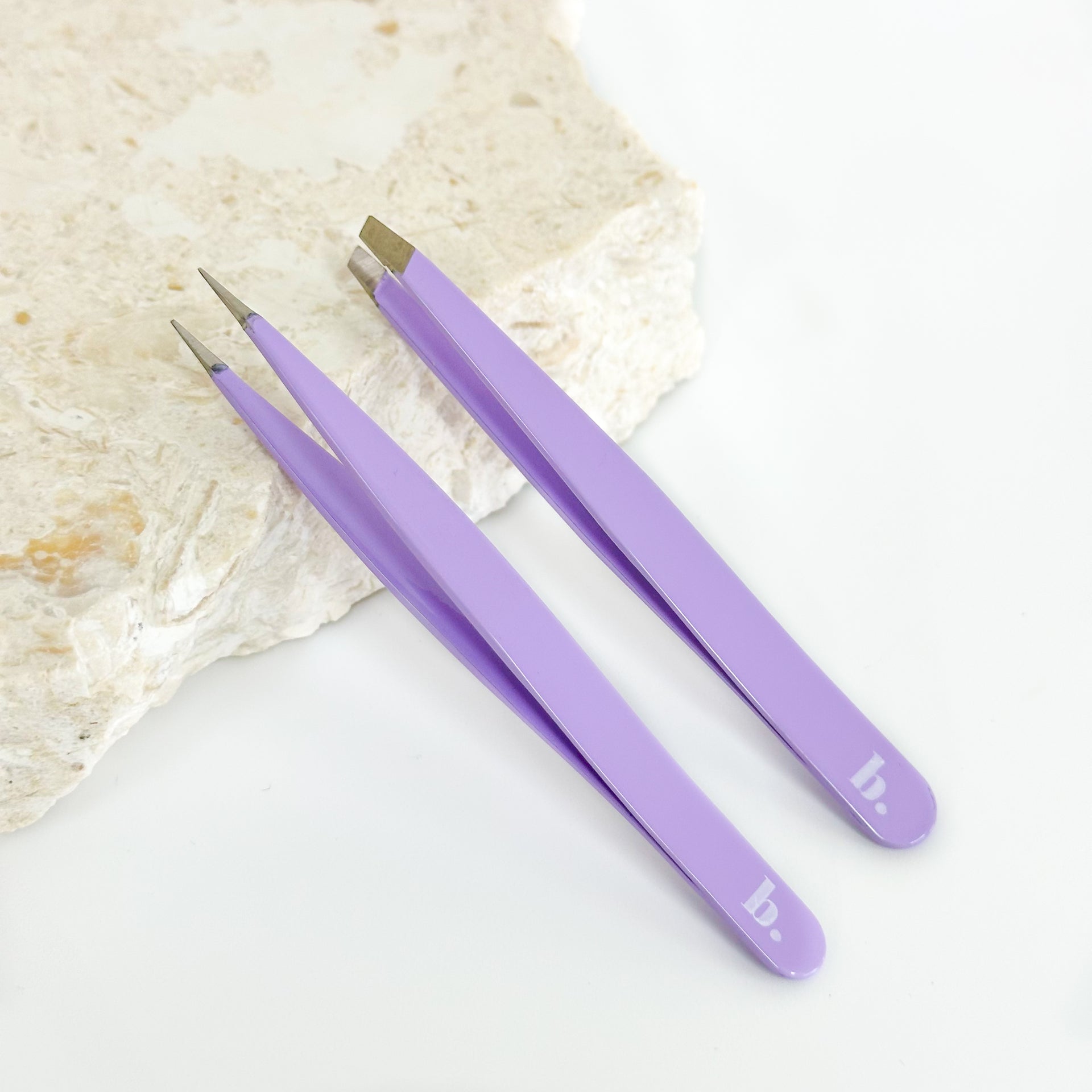 Bella Beauty Pro - Capri Purple Tweezer SET (Pointed + Slanted)