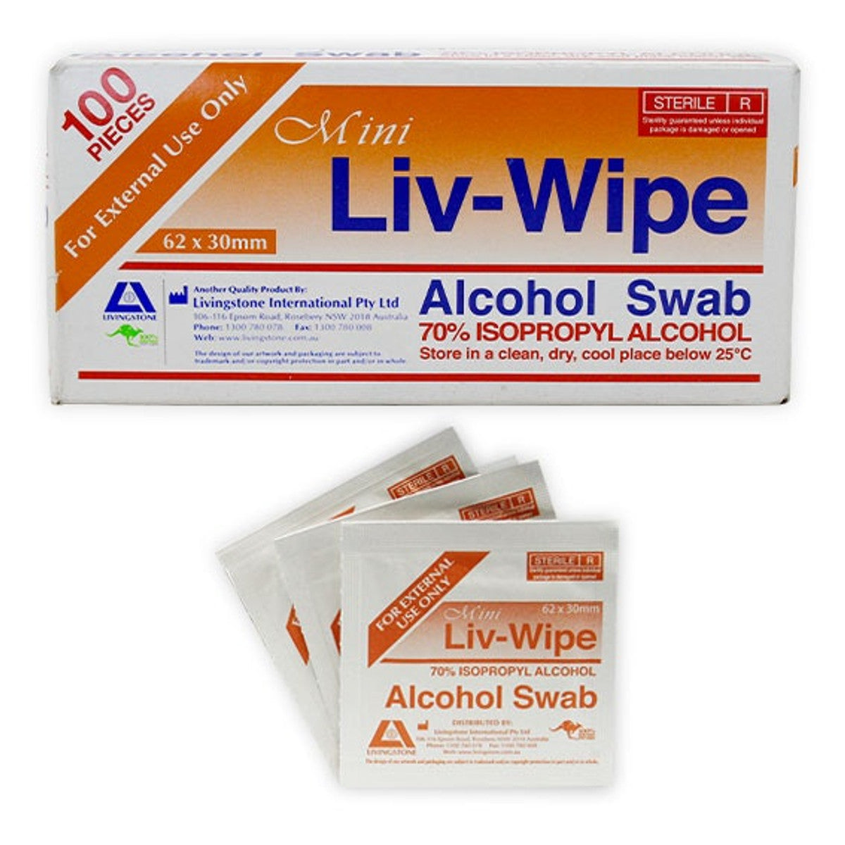 Livingstone Liv-Wipe Alcohol Swabs (100pcs)