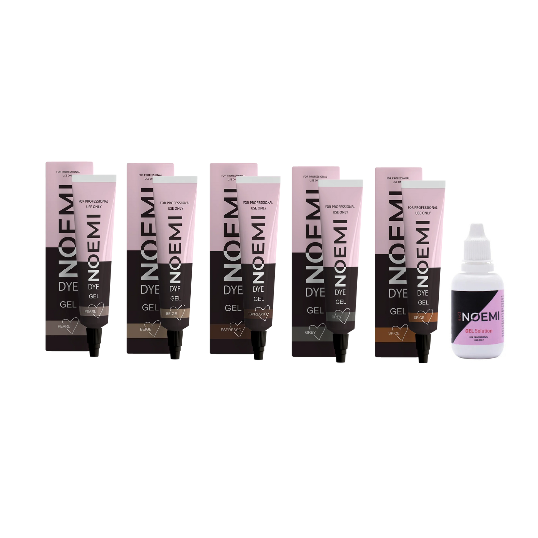 Noemi - New Formula Hybrid Liquid Brow Dye Gel KIT (5 Shades + Gel Developer)