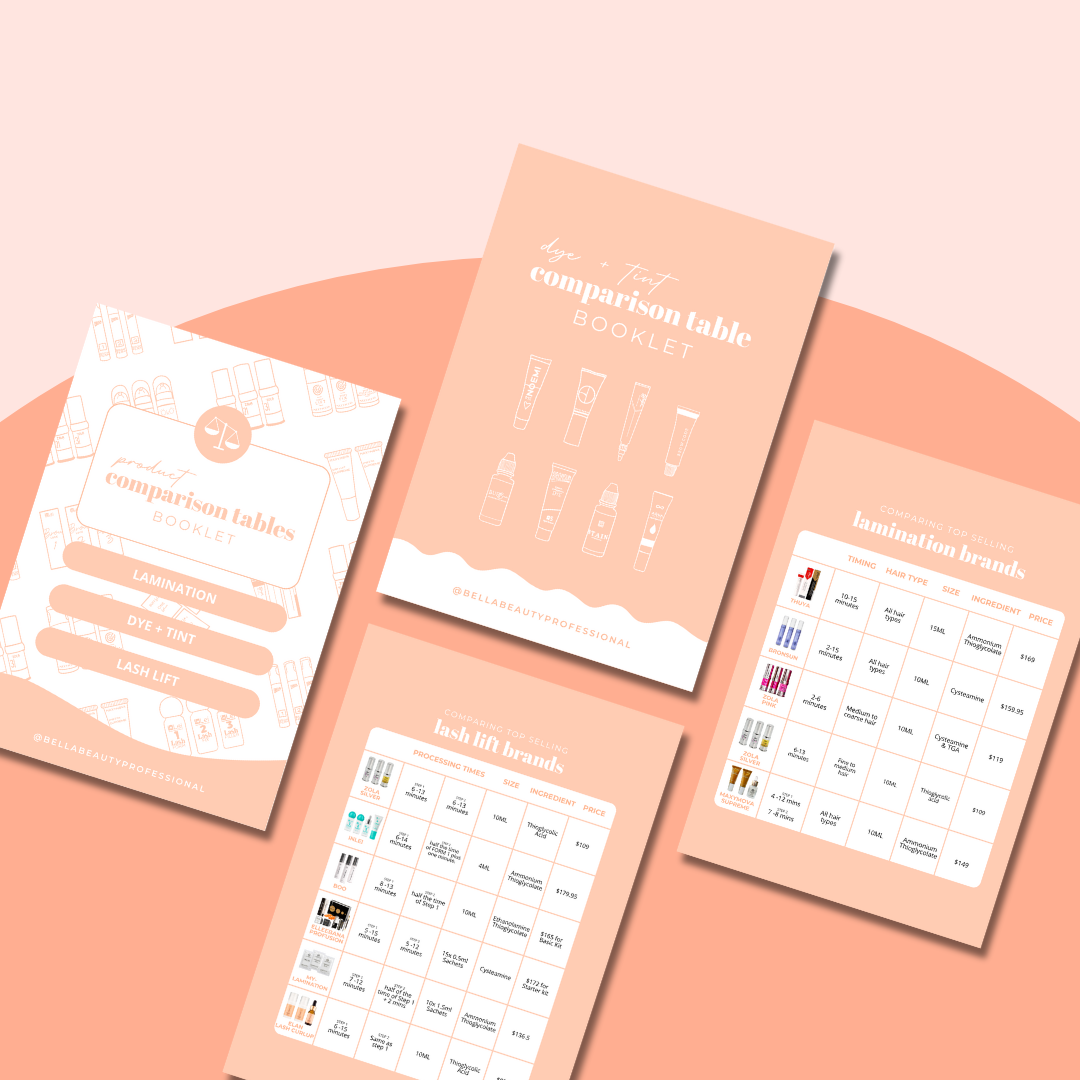 Ultimate FREE Comparison Tables e-Book: Lamination, Dye & Tint, and Lash Lift Products